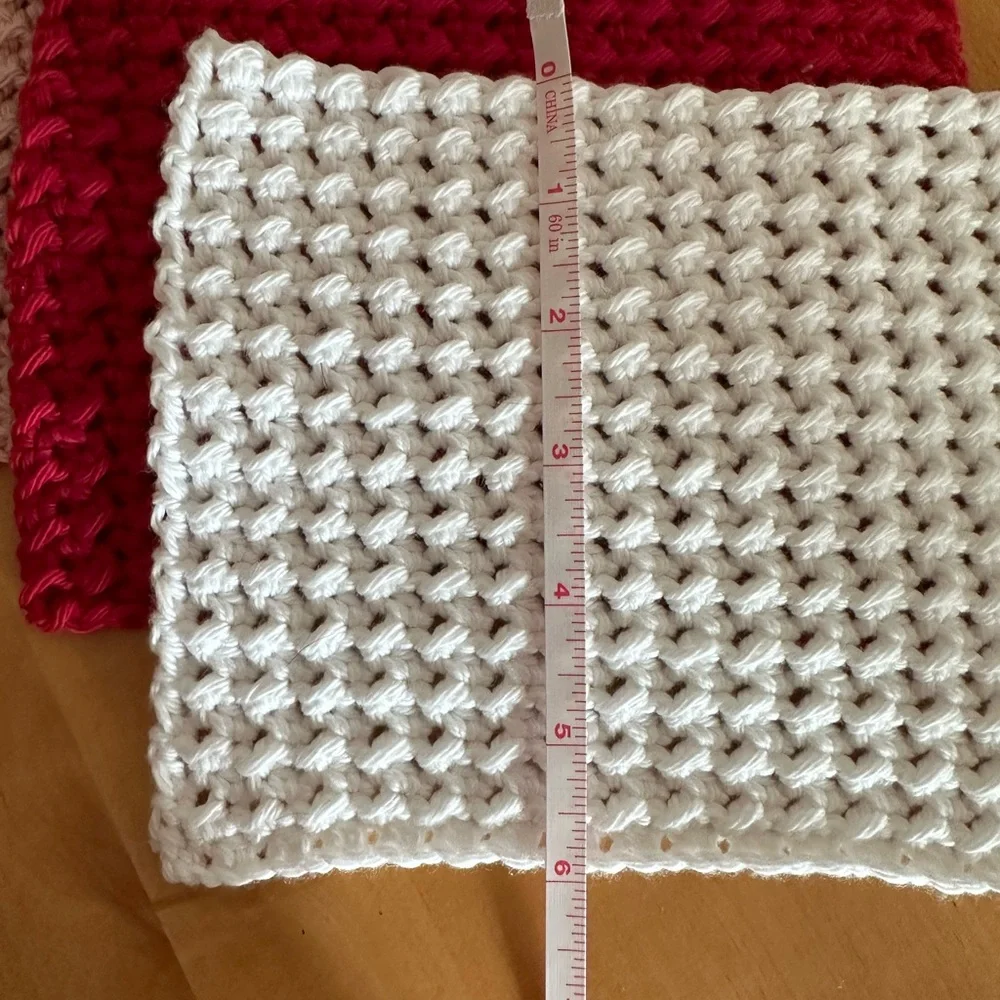 Handmade 100% Cotton Dish Wash Spa Red Pink White Cloths